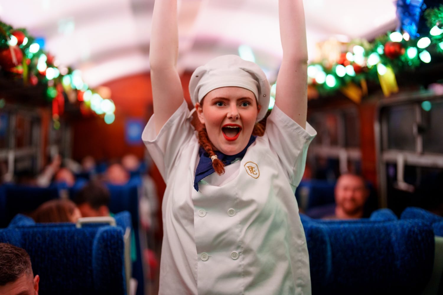 Chef on the polar express train ride at wensleydale